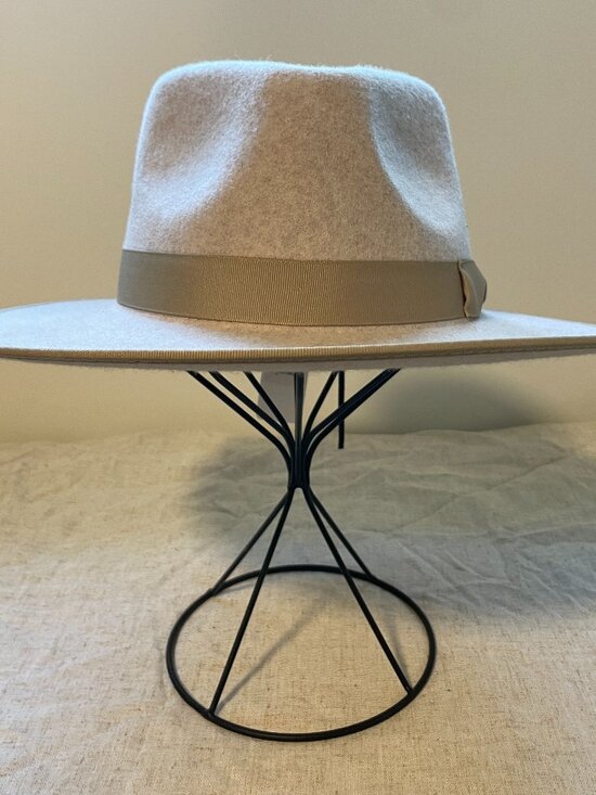 Wool Felt Wide Brim Fedora Hat NWT Neutral Boho Classic Ranch Jeanne Simmons main image 9